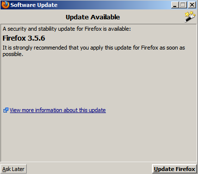 Firefox Update Dialogue